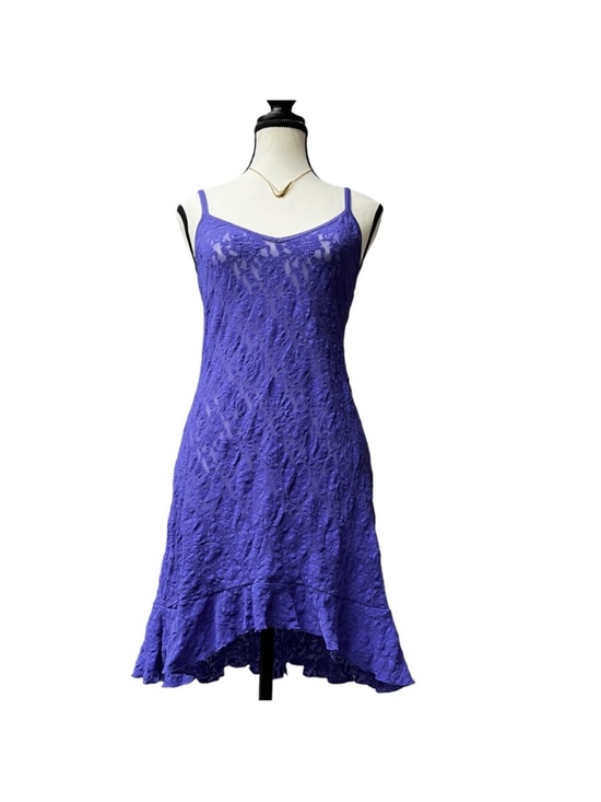 Hanky Panky Other - Hanky Panky Floral Purple Mini Slip Dress Size Large Lace Fairy Y2K Ruffle